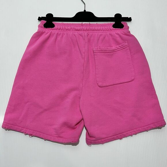 Runway Versace Logo Drawstring Distressed Jersey Pink Shorts Size 40/S NWT - Picture 7 of 15